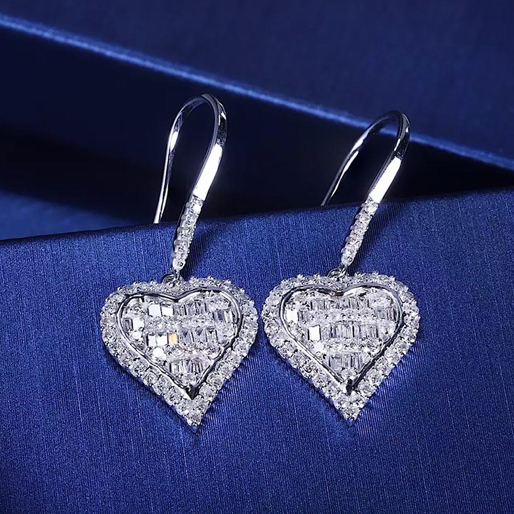 💙 Pendant Sterling Silver Earrings With Shiny Stones